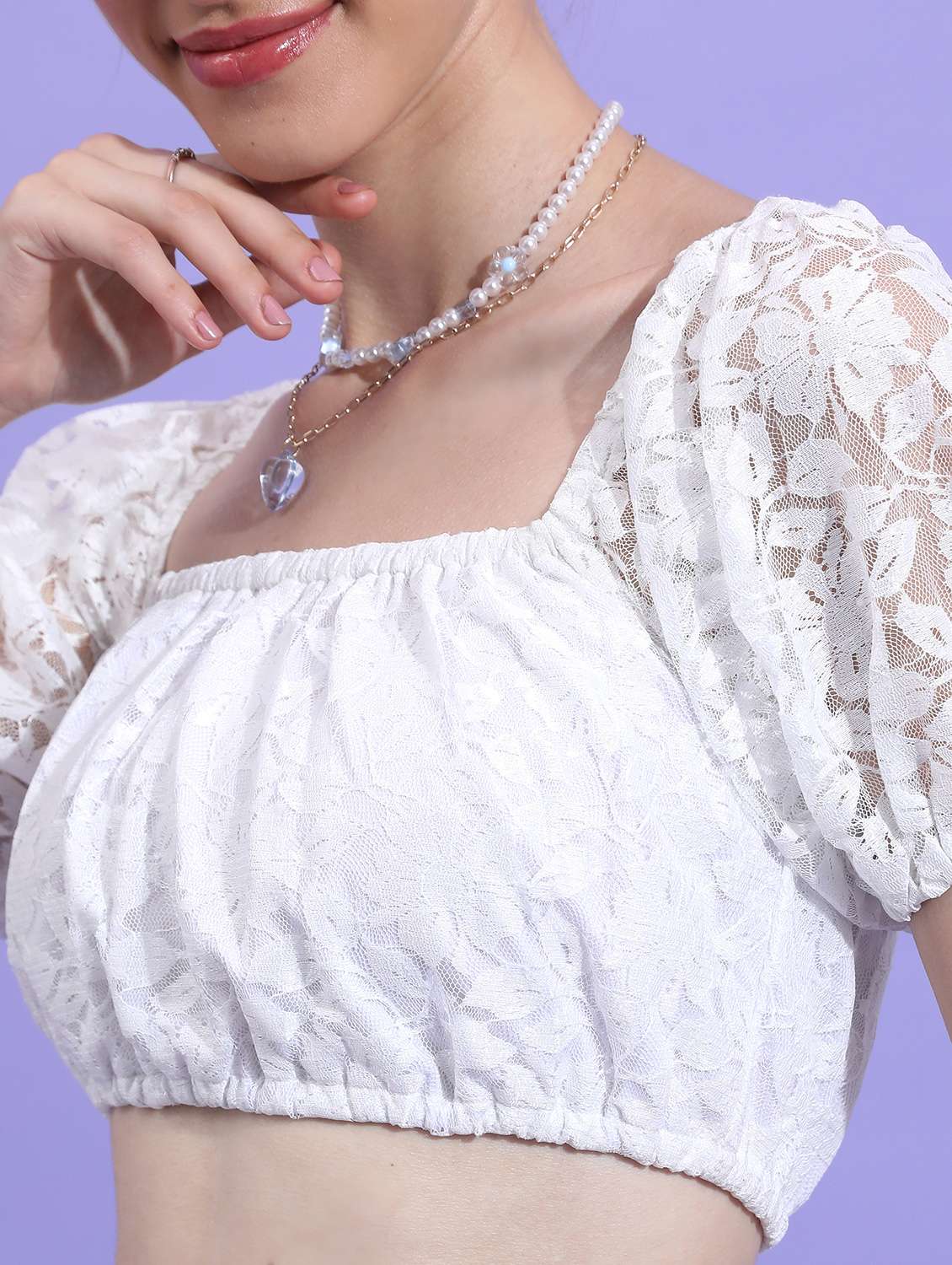 women white cotton blend blouson top - 21376336 -  Standard Image - 4