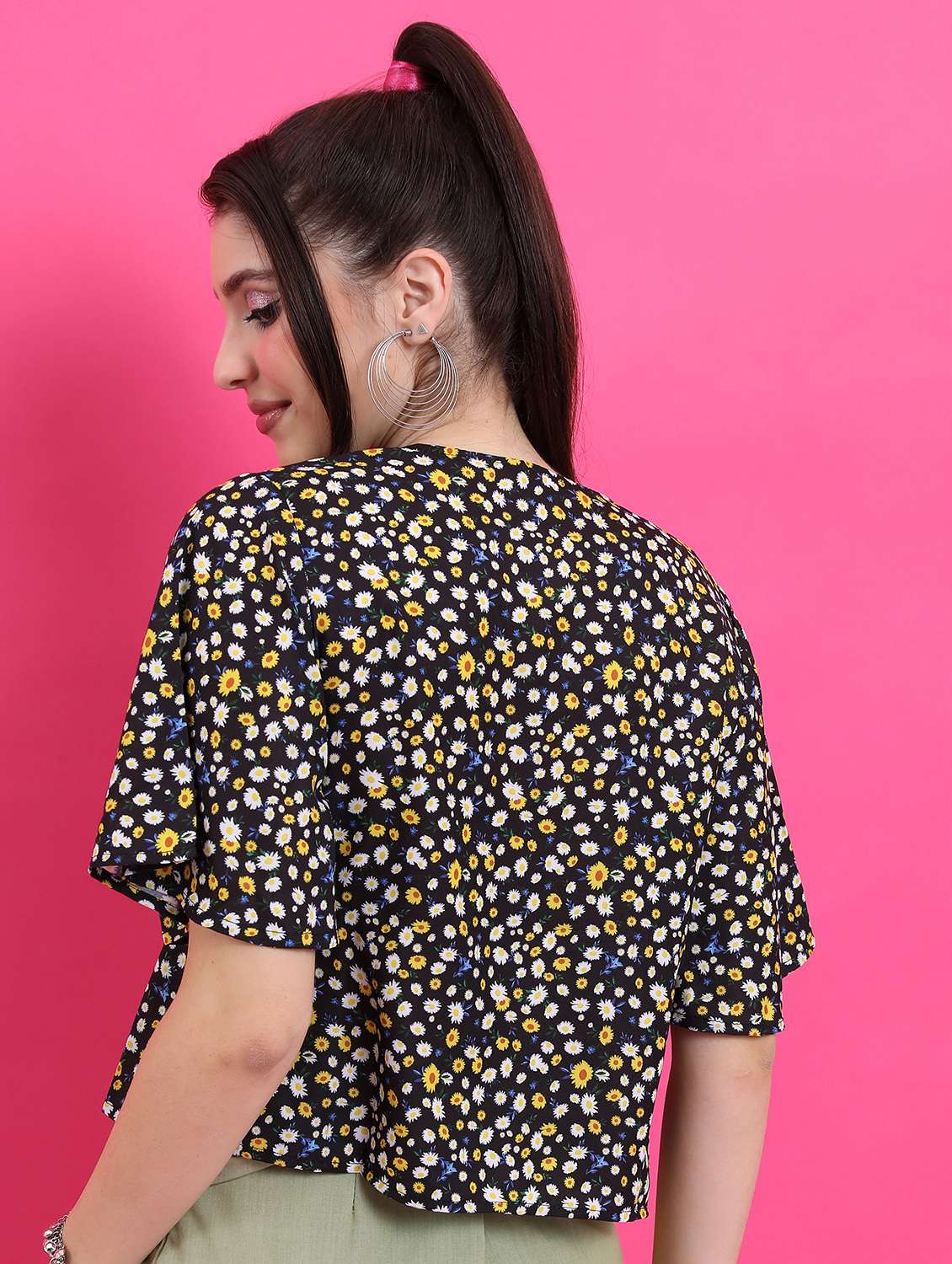 black floral printed peplum top - 21376340 -  Standard Image - 1