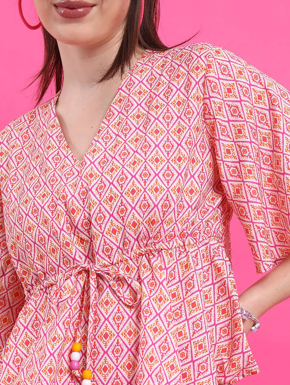 women pink cotton blend peplum top - 21376341 -  Standard Image - 4