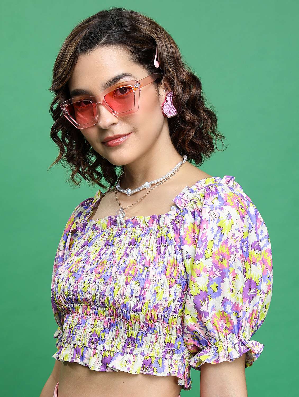 women white cotton blend crop top - 21376343 -  Standard Image - 1