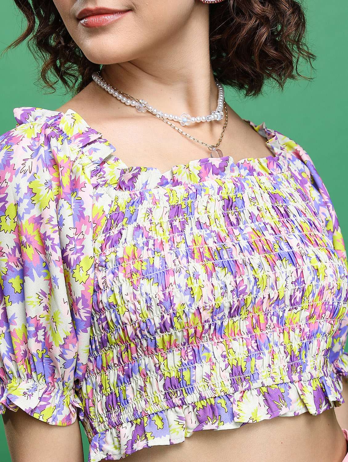 women white cotton blend crop top - 21376343 -  Standard Image - 4