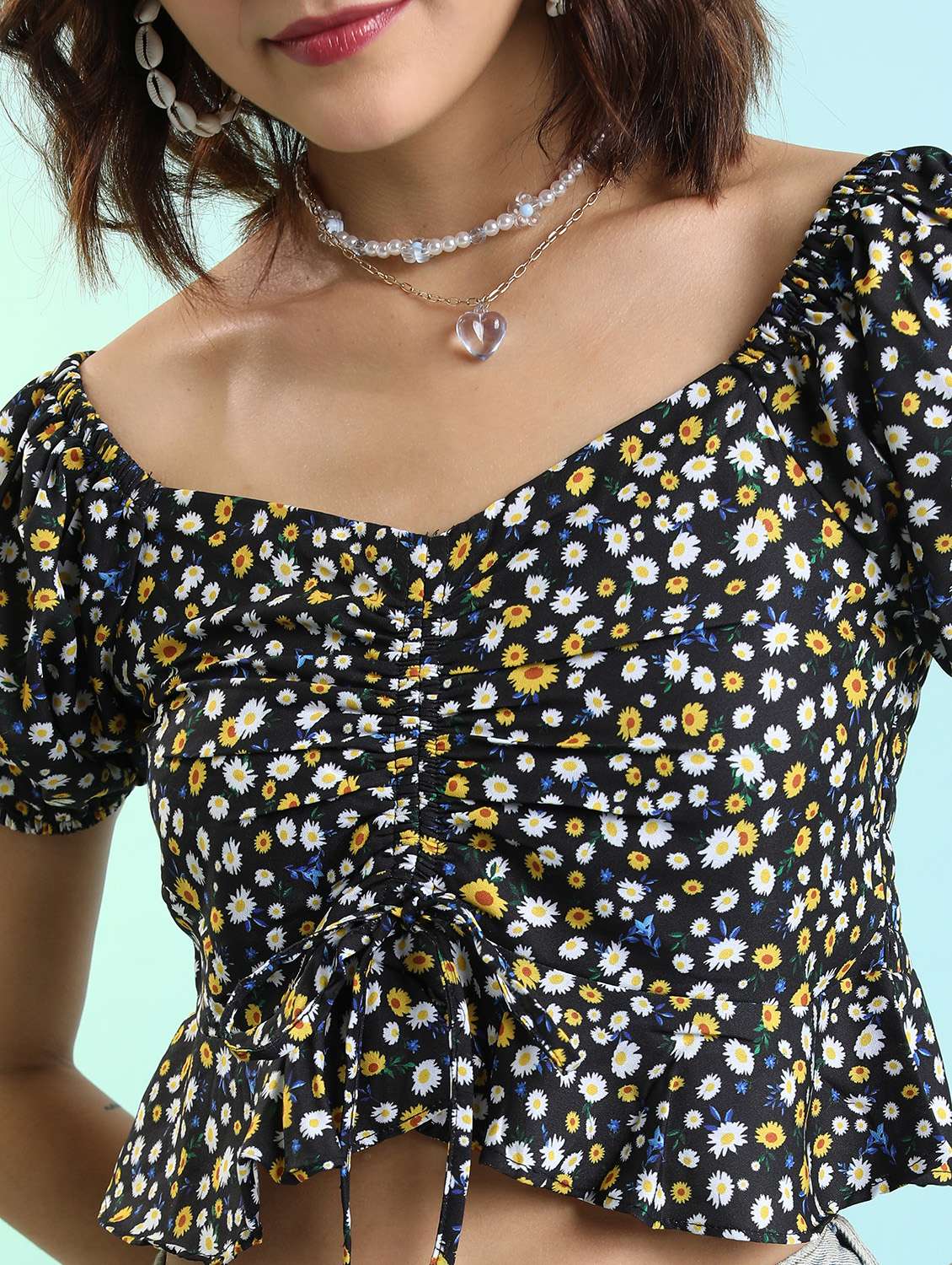 women black cotton blend crop top - 21376348 -  Standard Image - 4