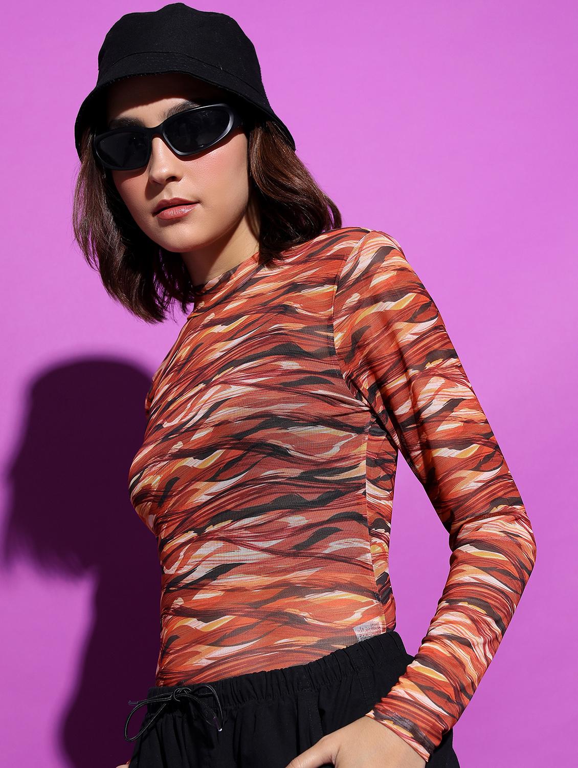 orange printed regular top - 21376364 - Standard Image - 1