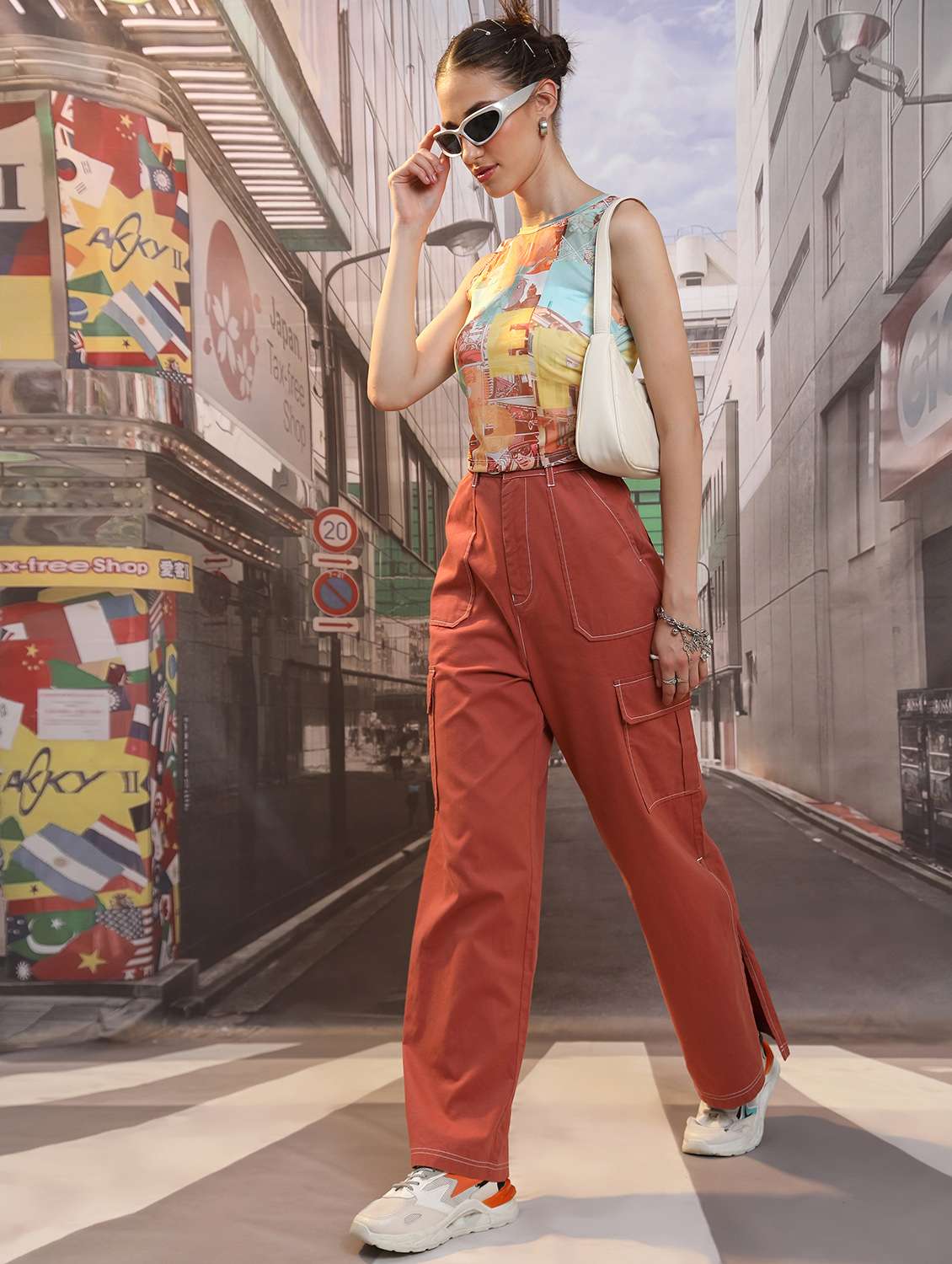 women multi colored cotton blend crop top - 21376366 -  Standard Image - 4