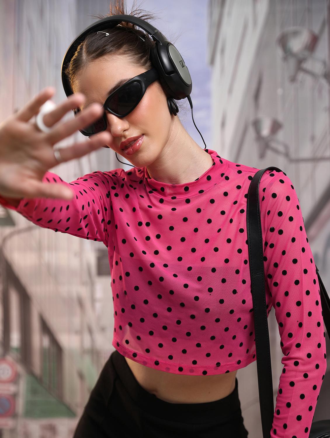 women pink cotton blend crop top - 21376368 -  Standard Image - 1