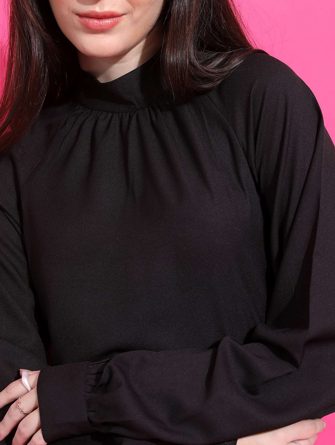 women black cotton blend regular top - 21376407 -  Standard Image - 4