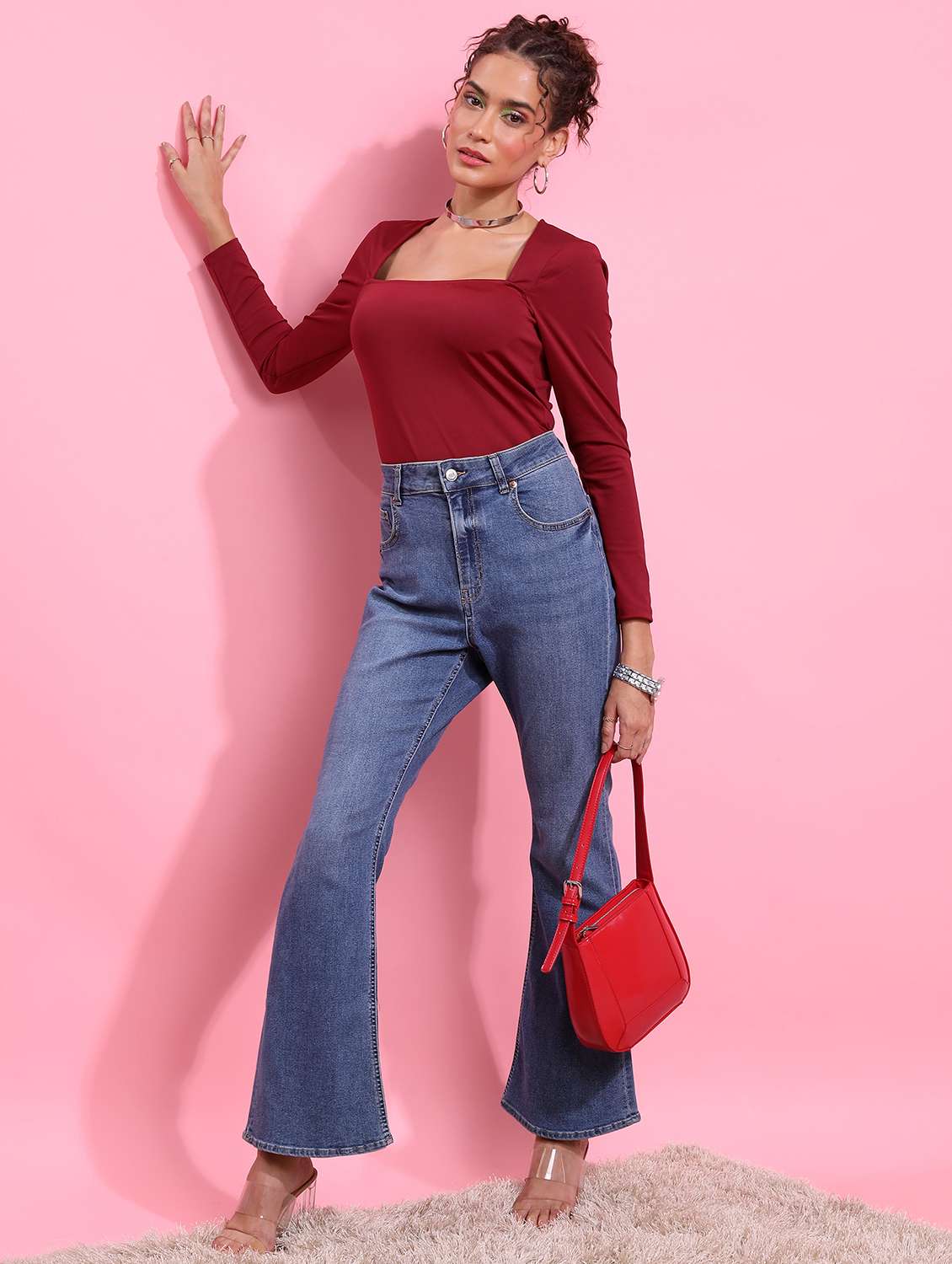 maroon solid regular top - 21376414 - Standard Image - 4
