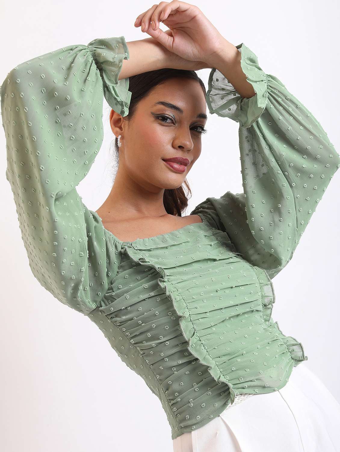 green self-designed crop top - 21376427 -  Standard Image - 1