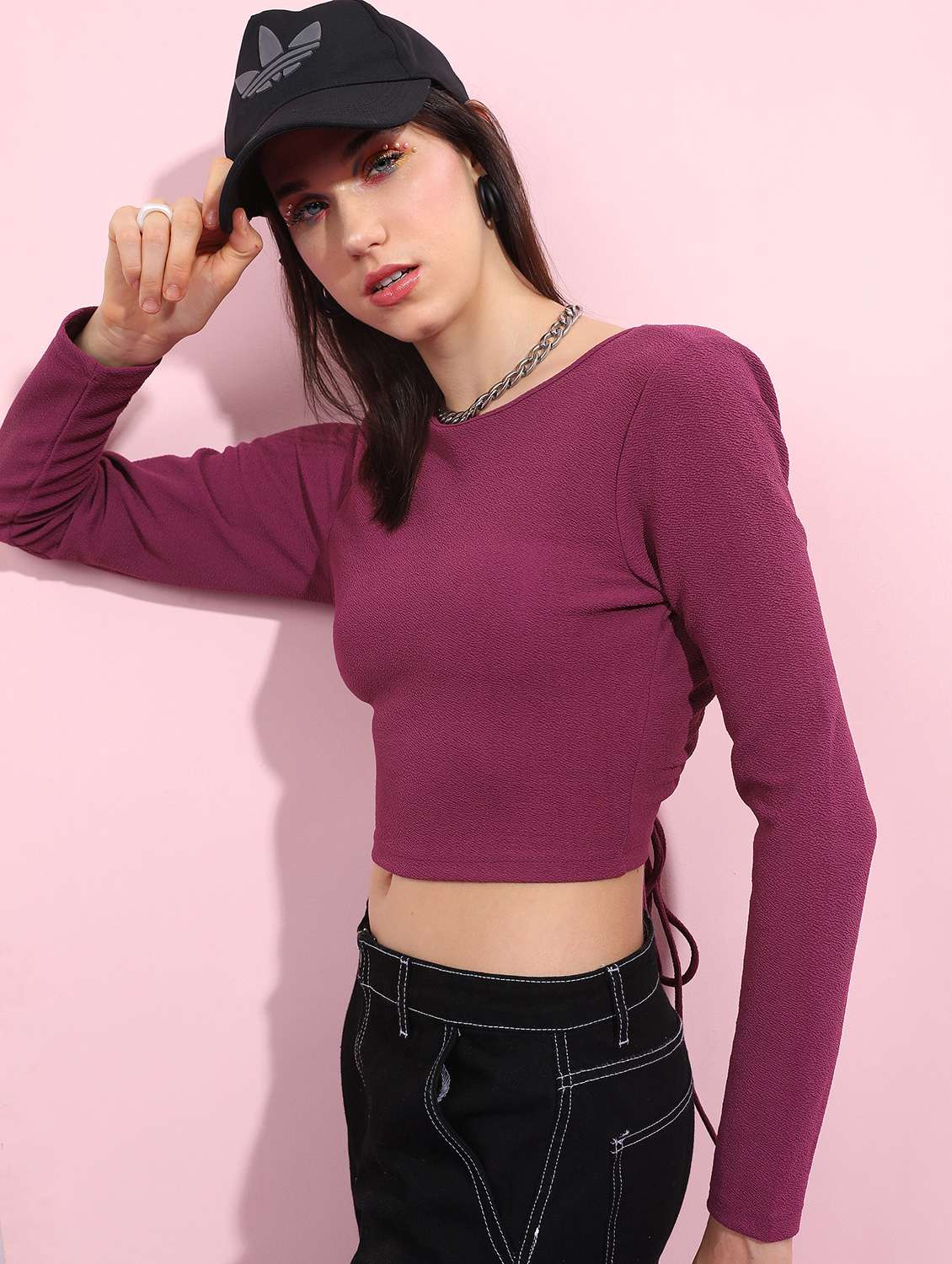 pink solid crop top - 21376434 -  Standard Image - 1