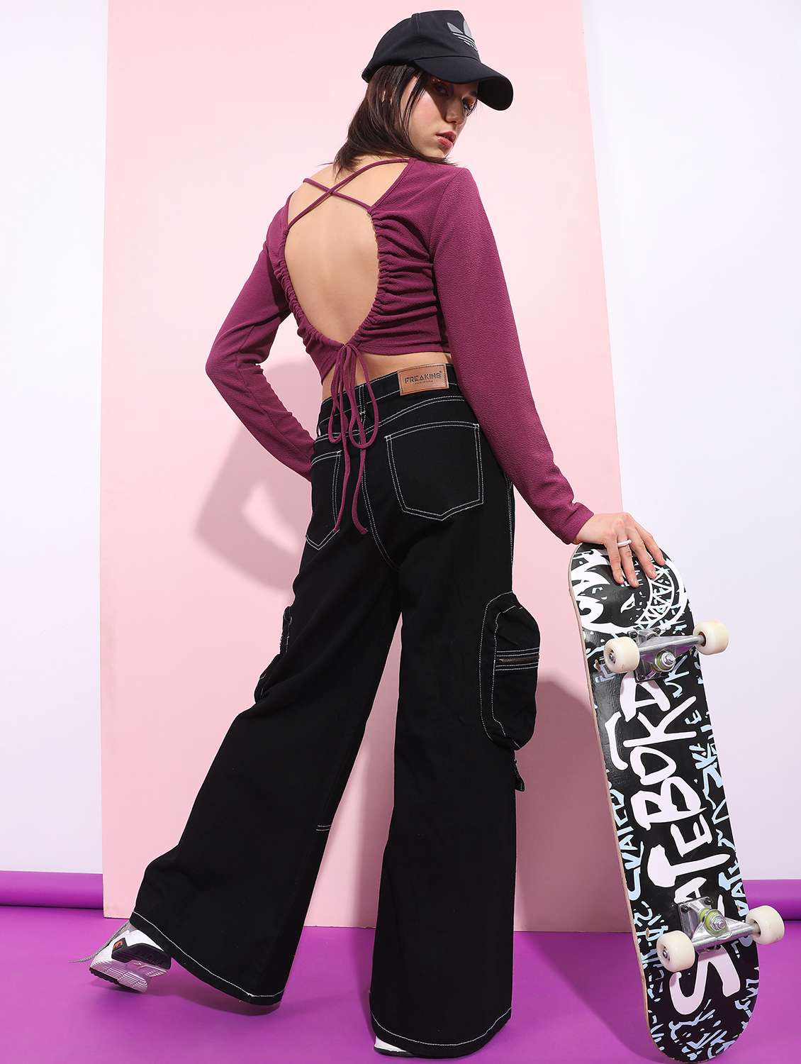 pink solid crop top - 21376434 -  Standard Image - 4