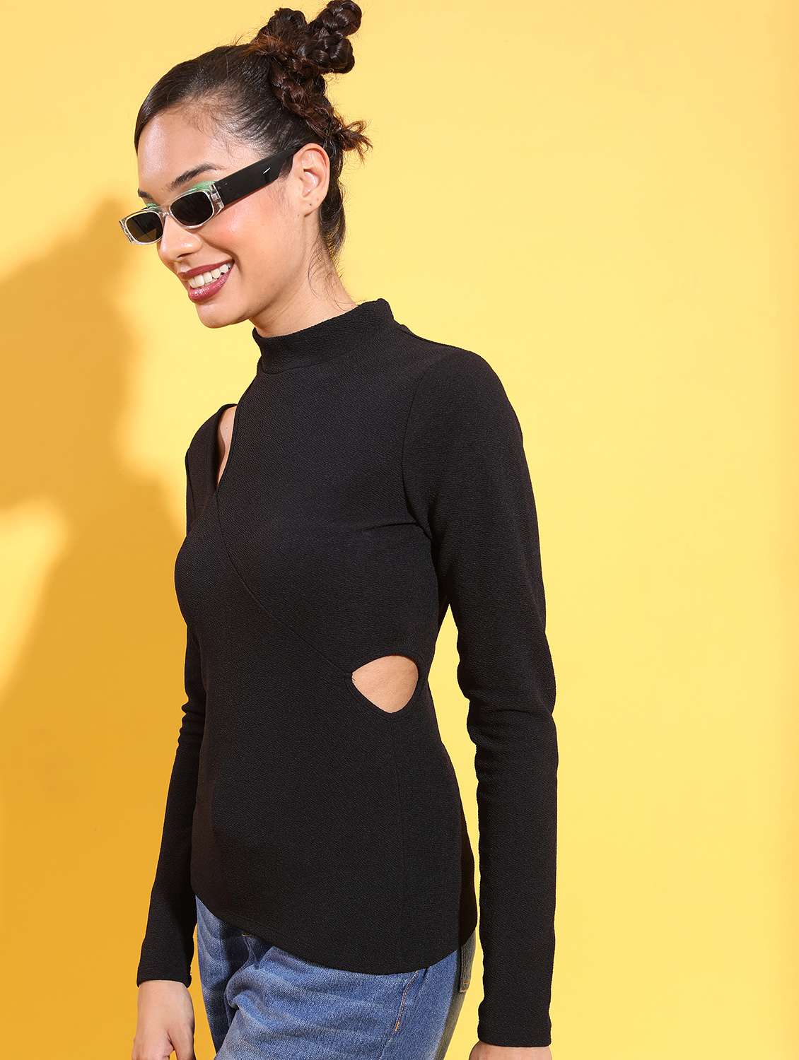 black solid regular top - 21376440 - Standard Image - 1