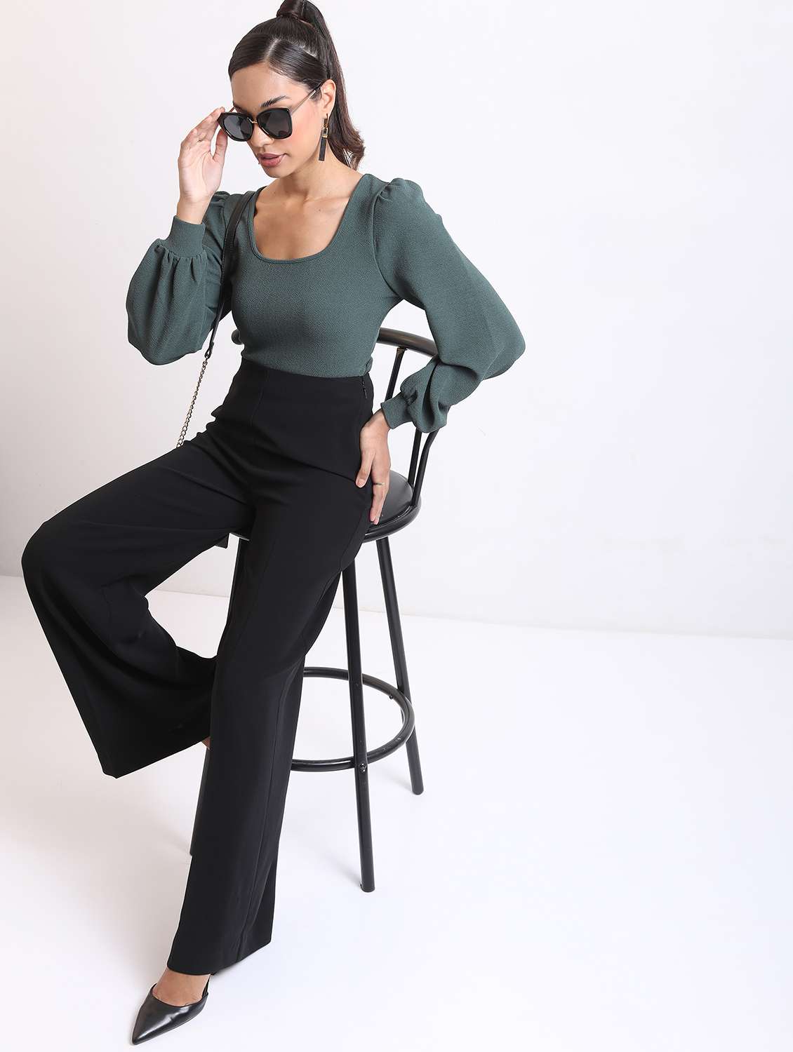 women green cotton blend regular top - 21376445 -  Standard Image - 4