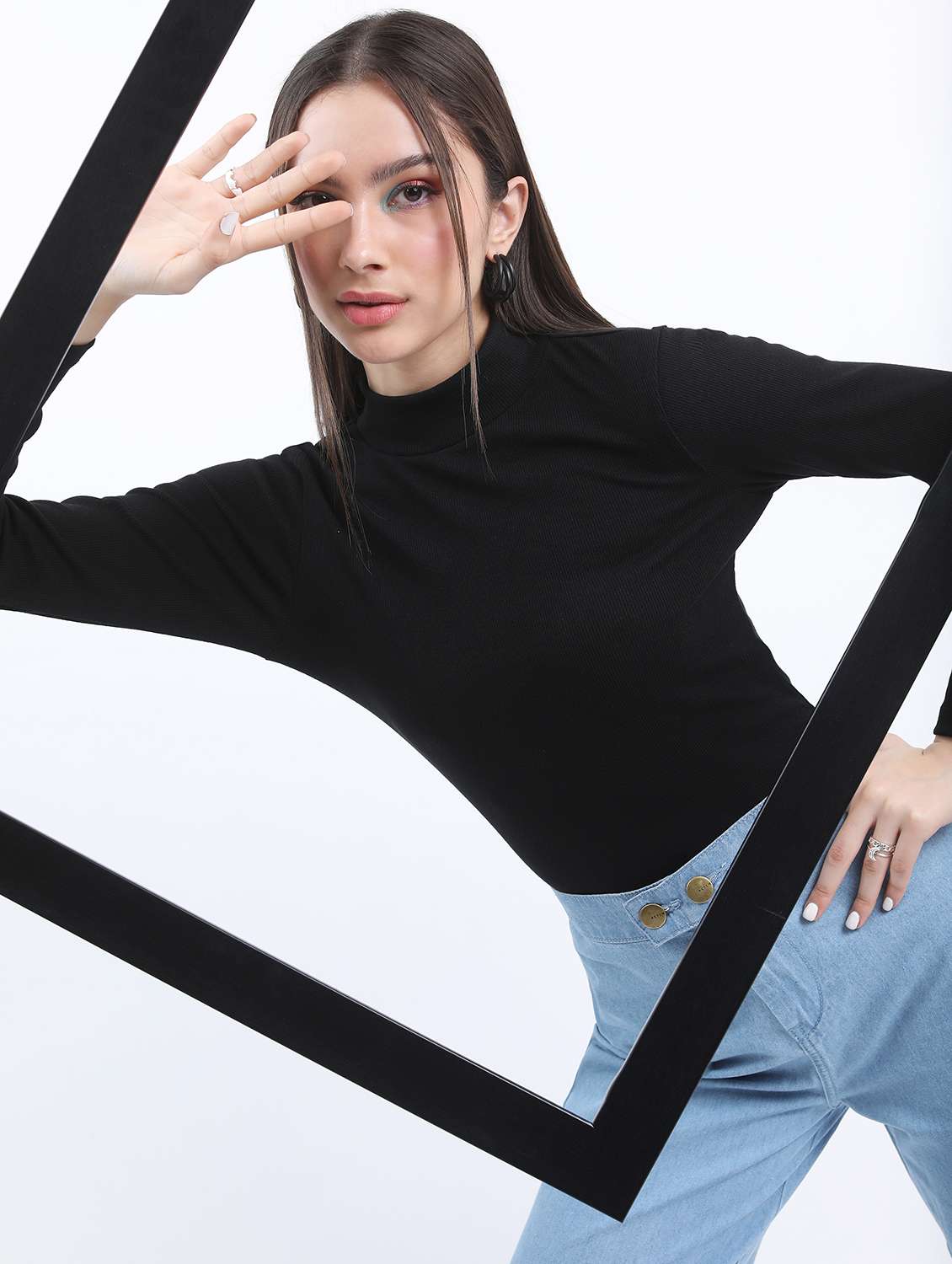 black solid regular top - 21376471 -  Standard Image - 1