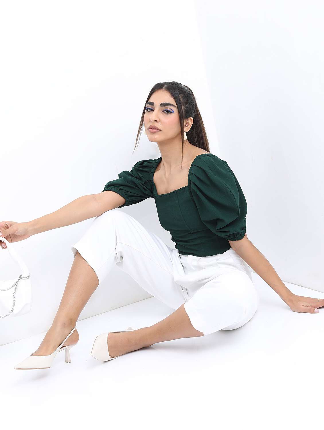 green solid crop top - 21376493 -  Standard Image - 4