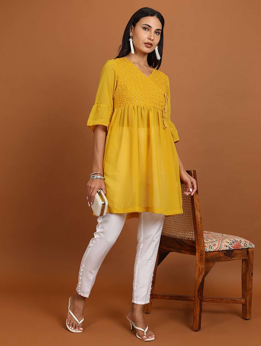 mustard self-designed regular top - 21376528 -  Standard Image - 4