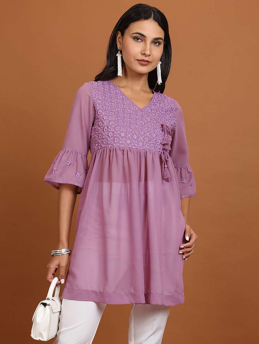women mauve cotton blend peplum tunic