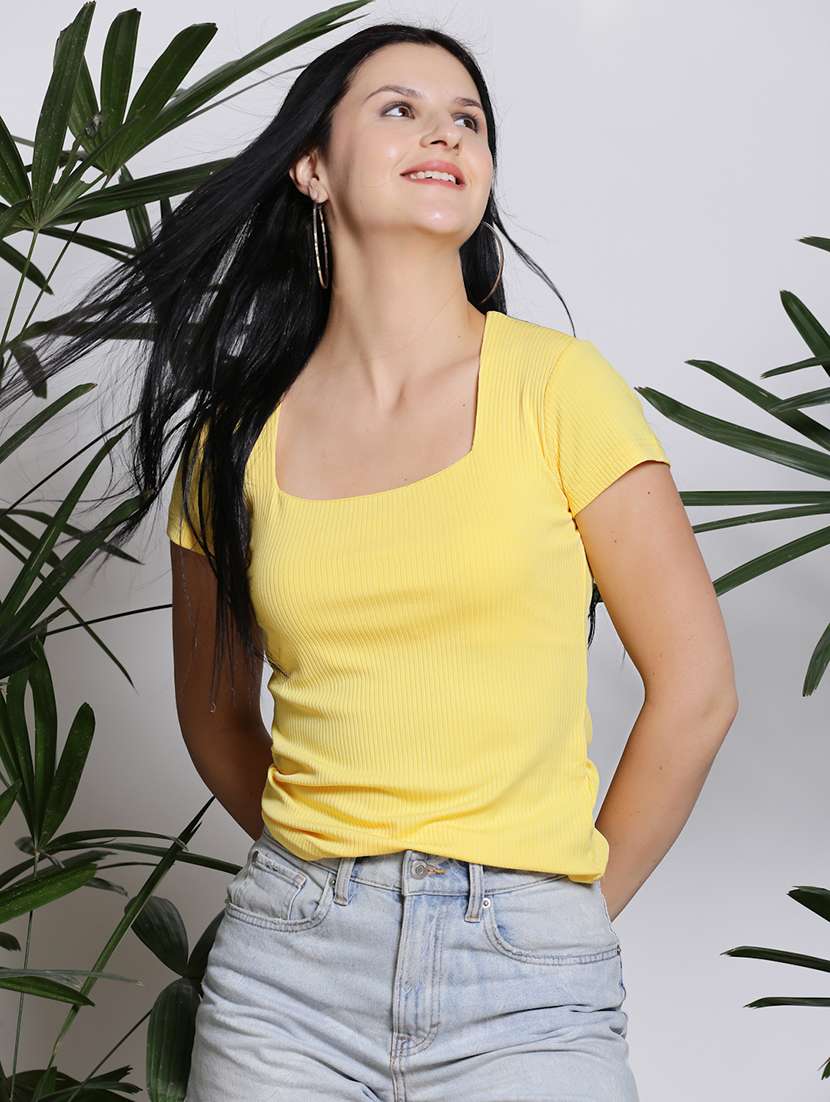 women solid round neck short sleeve top - 21376560 -  Standard Image - 1
