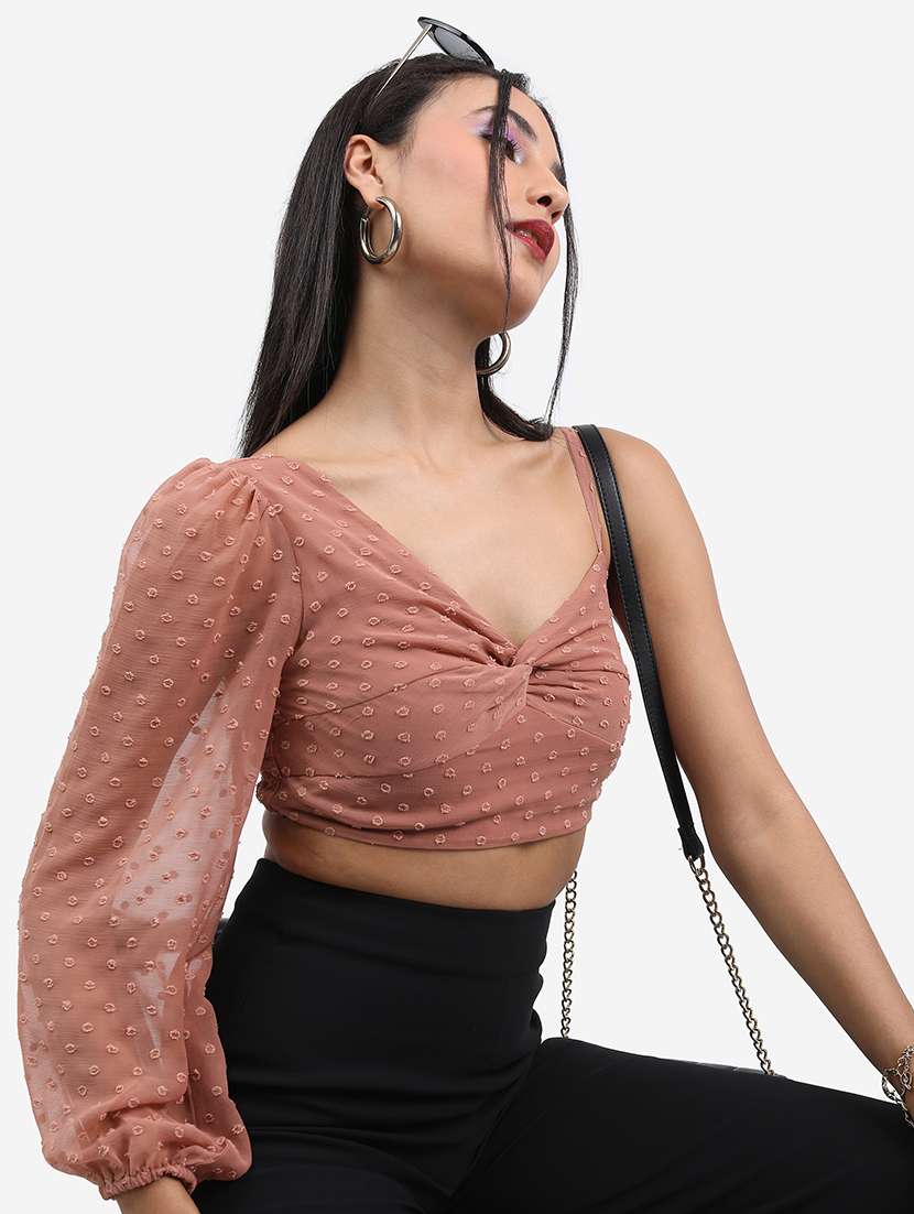 pink self-designed crop top - 21376633 -  Standard Image - 1