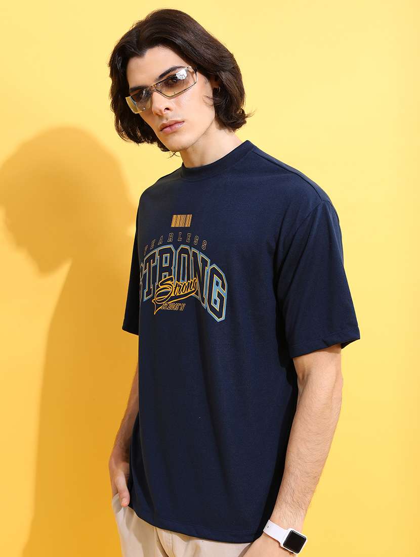 men round neck chest printed oversized t-shirt - 21376646 -  Standard Image - 1