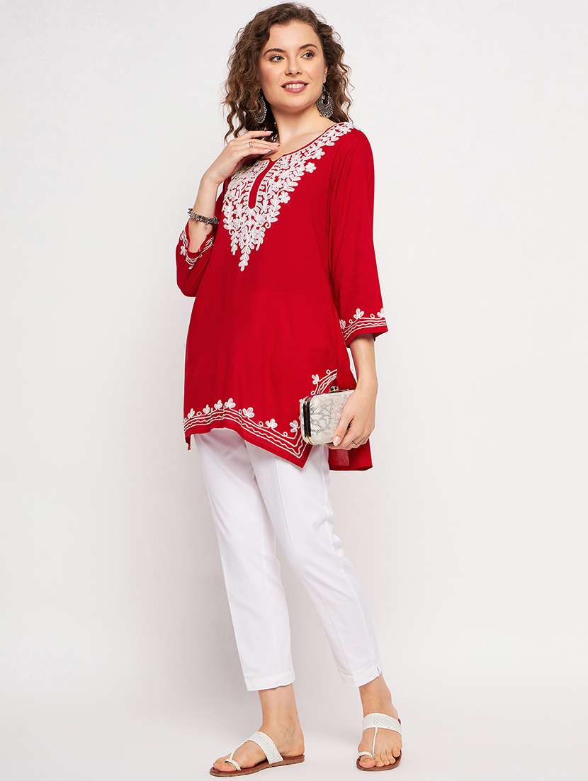 women three quarter sleeve straight kurti - 21376654 -  Standard Image - 4