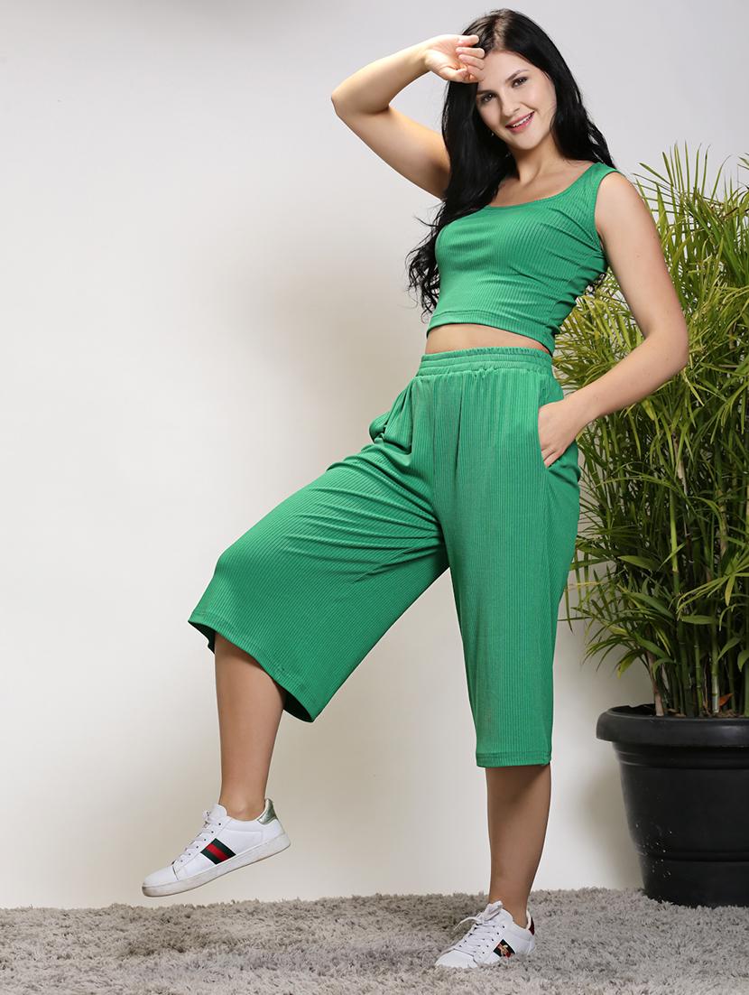women green solids regular palazzo - 21376725 - Standard Image - 4