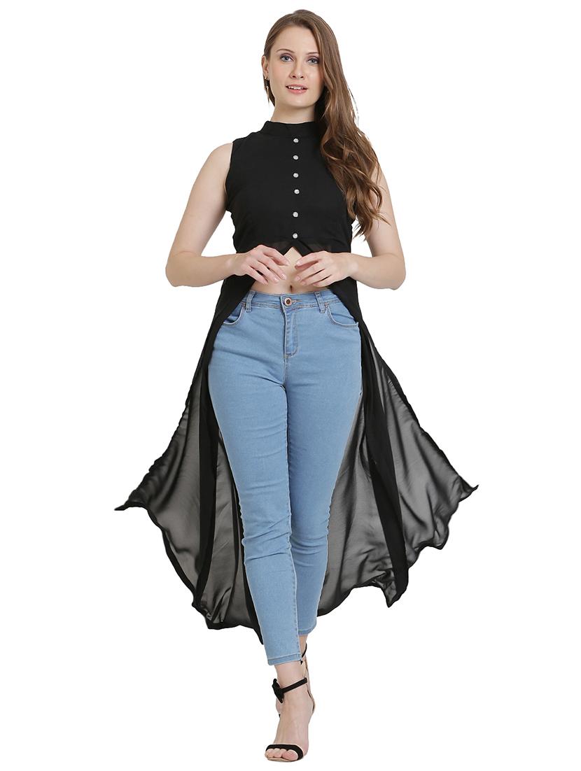 women black georgette a-line tunic - 21376756 -  Zoom Image - 0