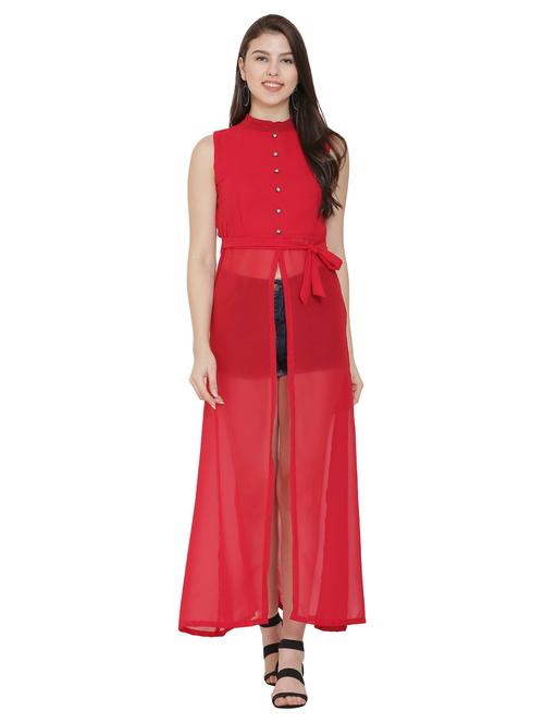 women red georgette a-line tunic - 21376793 -  Standard Image - 0