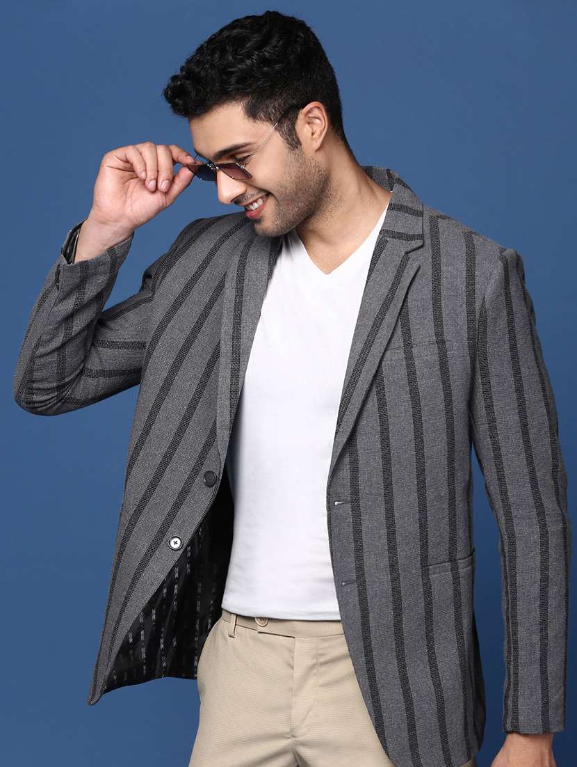 men striped single breasted casual blazer - 21376934 -  Standard Image - 1