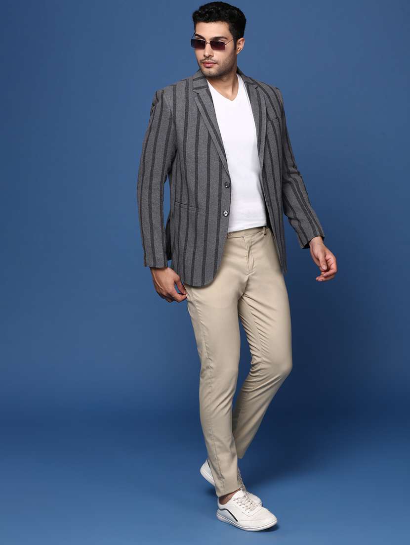 men striped single breasted casual blazer - 21376934 -  Standard Image - 4