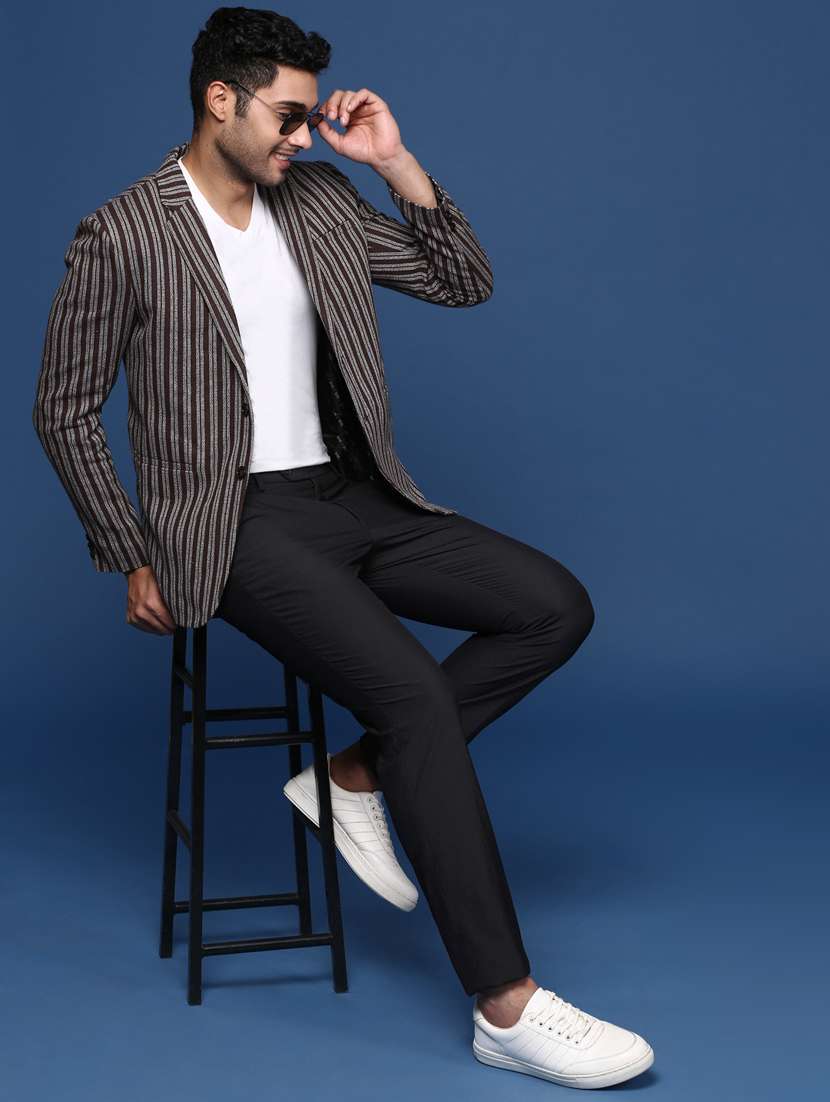 men striped single breasted blazer - 21376943 -  Standard Image - 4