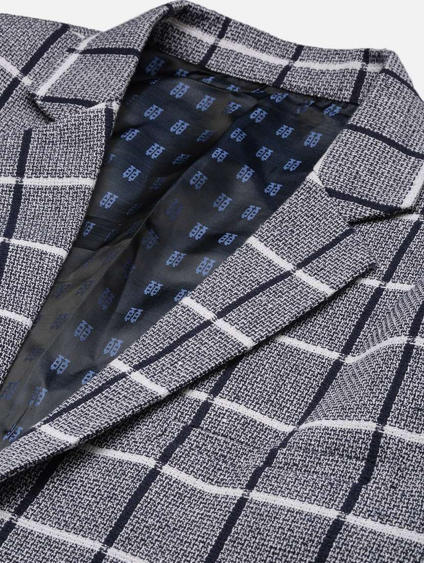 men long sleeved checkered single breasted casual blazer - 21376944 - Standard Image - 6
