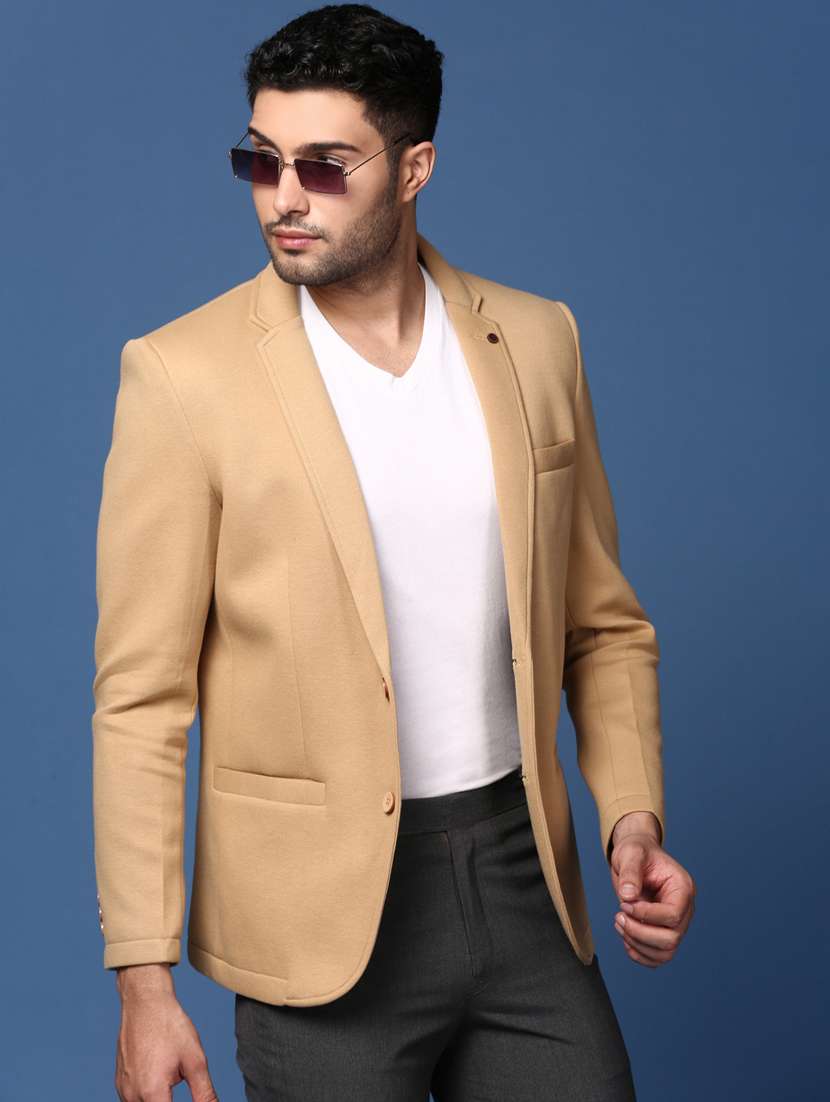 men long sleeved solid single breasted casual blazer - 21376948 -  Standard Image - 1
