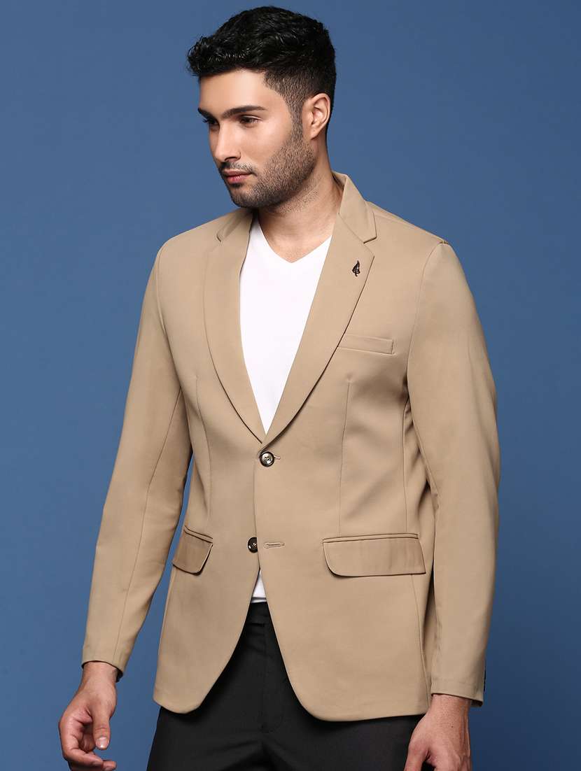 men long sleeved solid single breasted casual blazer - 21376957 -  Standard Image - 1