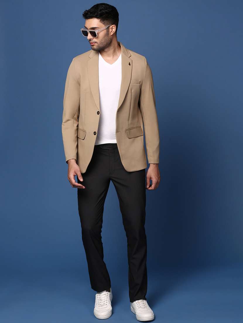 men long sleeved solid single breasted casual blazer - 21376957 -  Standard Image - 4