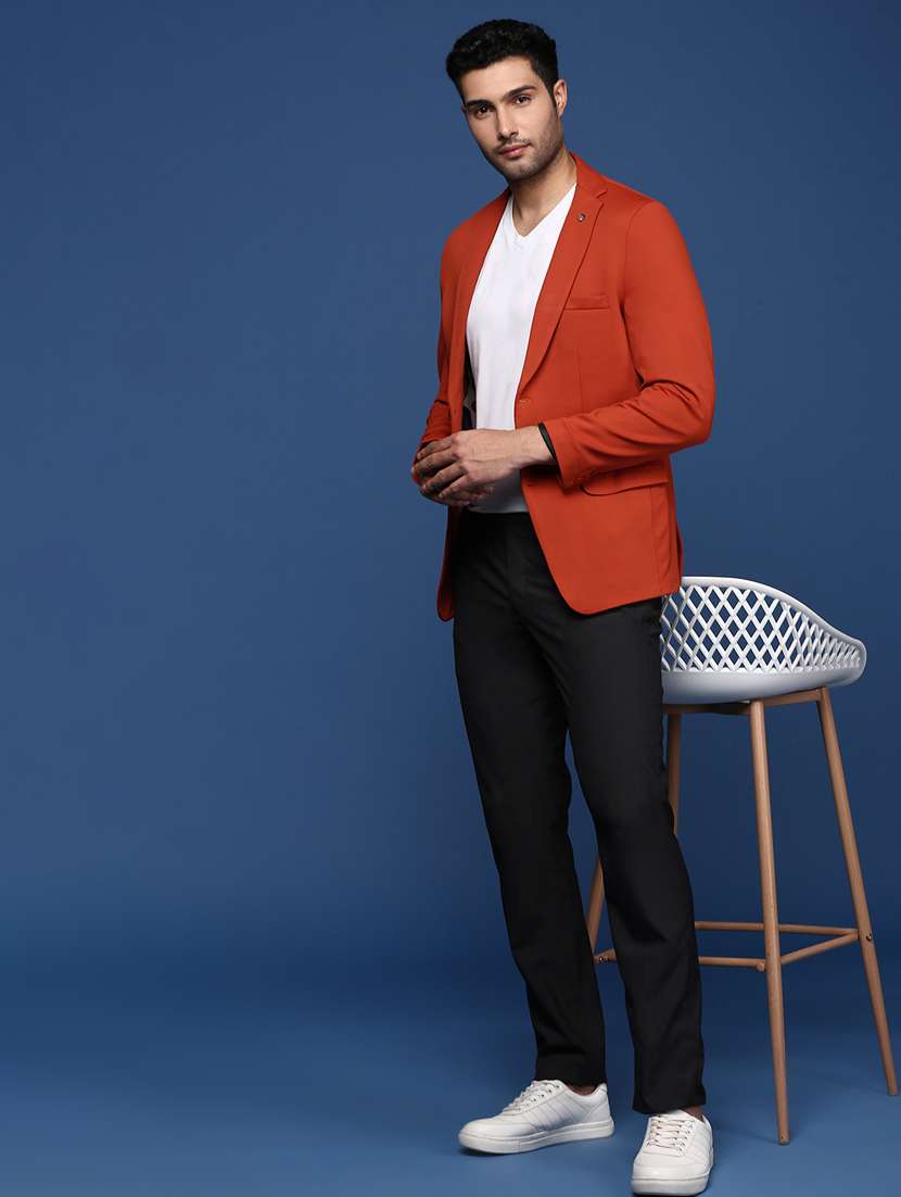 men long sleeved solid single breasted casual blazer - 21376960 -  Standard Image - 4