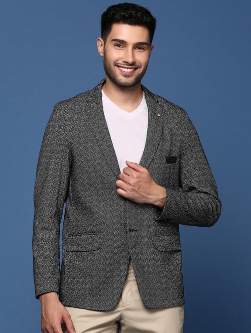 men long sleeved self design single breasted casual blazer - 21376965 - Standard Image - 0