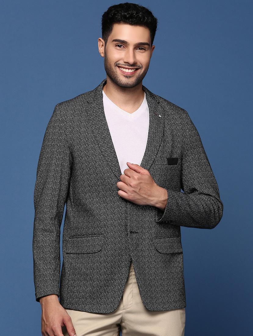 men long sleeved self design single breasted casual blazer - 21376965 - Zoom Image - 0