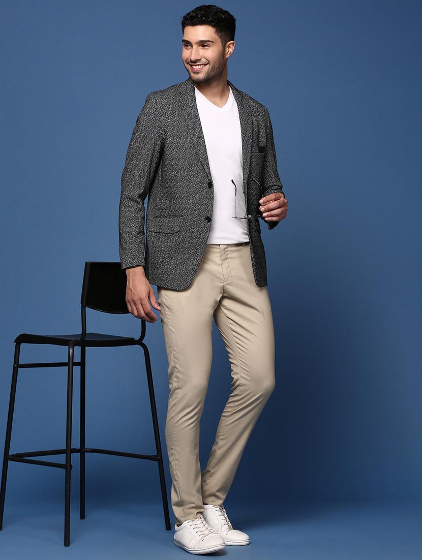 men long sleeved self design single breasted casual blazer - 21376965 - Standard Image - 4