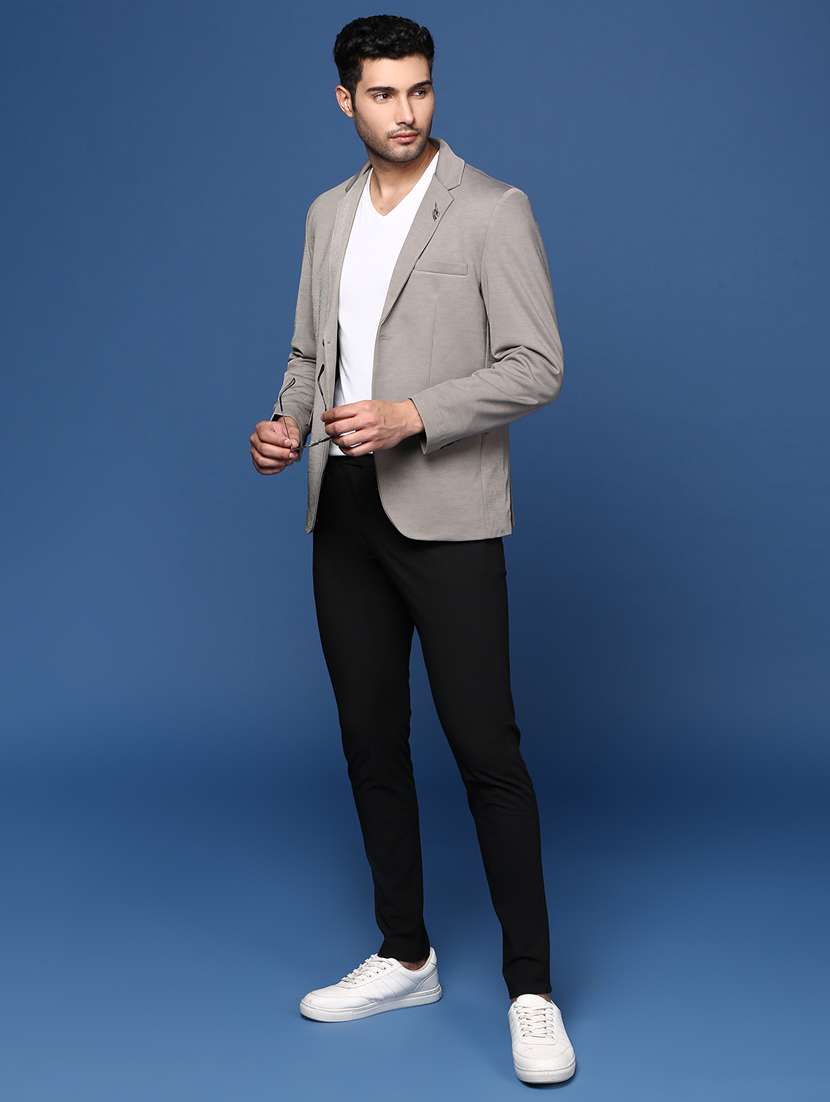 men long sleeved solid single breasted casual blazer - 21376966 -  Standard Image - 4