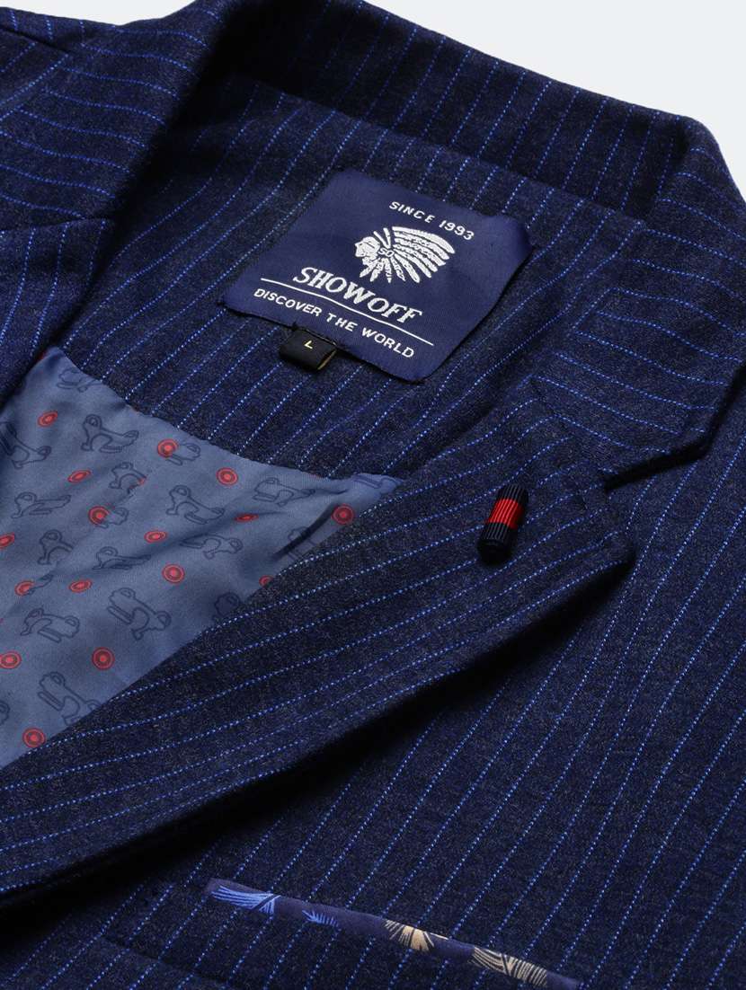 men long sleeved striped single breasted casual blazer - 21376974 -  Standard Image - 6