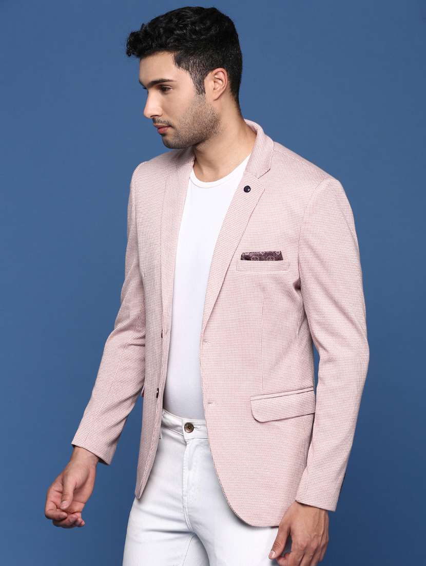 men long sleeved self design single breasted casual blazer - 21376978 -  Standard Image - 1