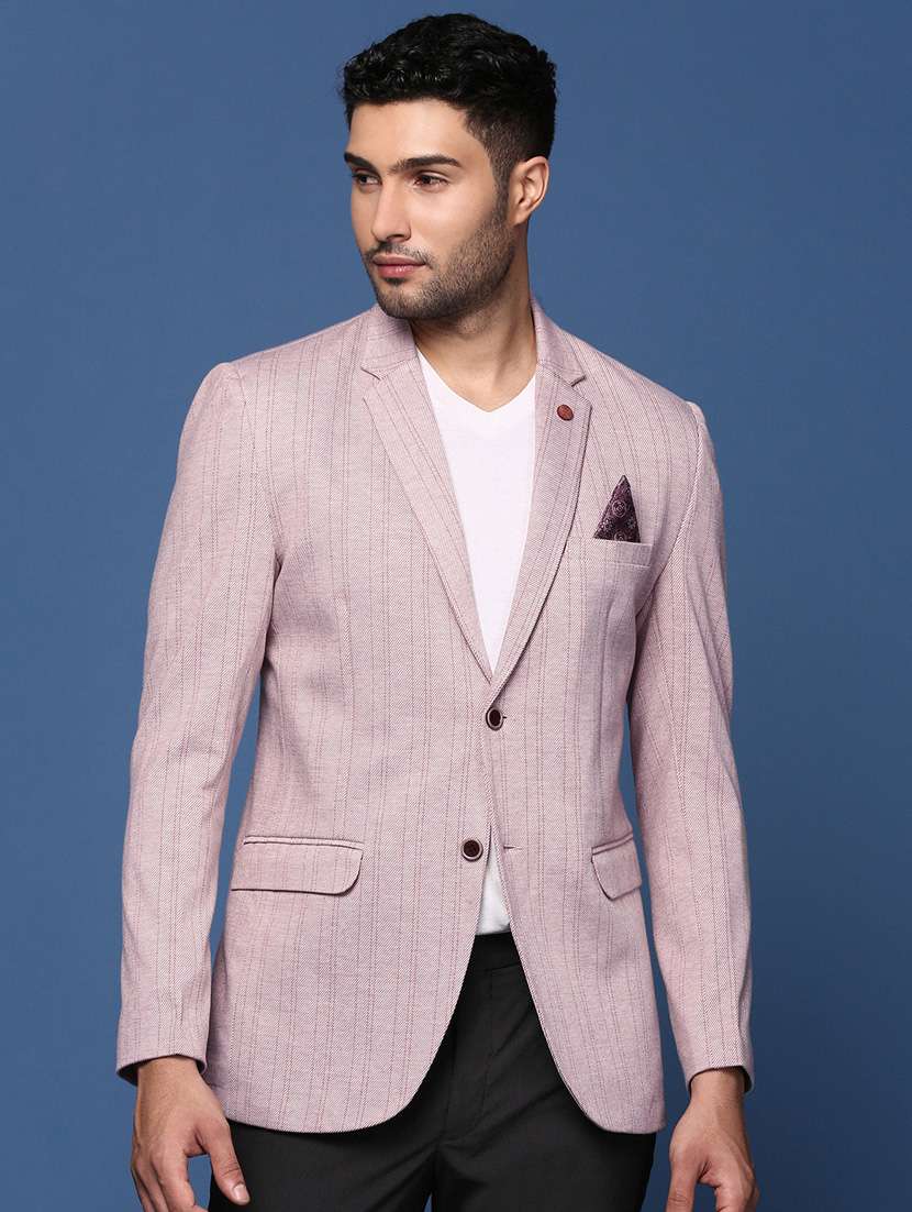 men striped single breasted blazer