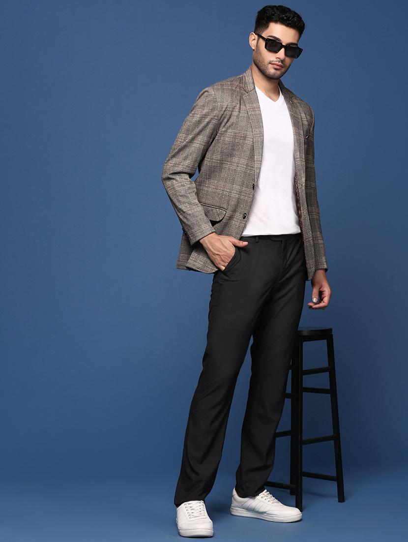 men long sleeved checkered single breasted casual blazer - 21376980 - Standard Image - 4