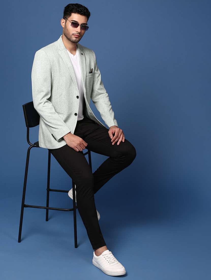 men long sleeved self design single breasted casual blazer - 21376981 -  Standard Image - 4