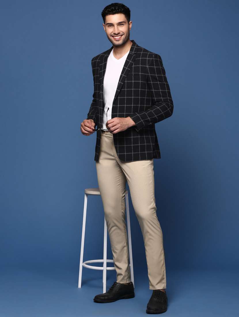 men long sleeved checkered single breasted casual blazer - 21376987 -  Standard Image - 4
