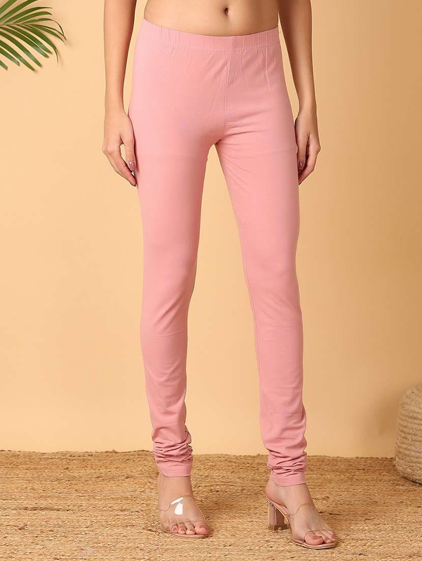 women pink solid legging - 21378291 -  Standard Image - 1