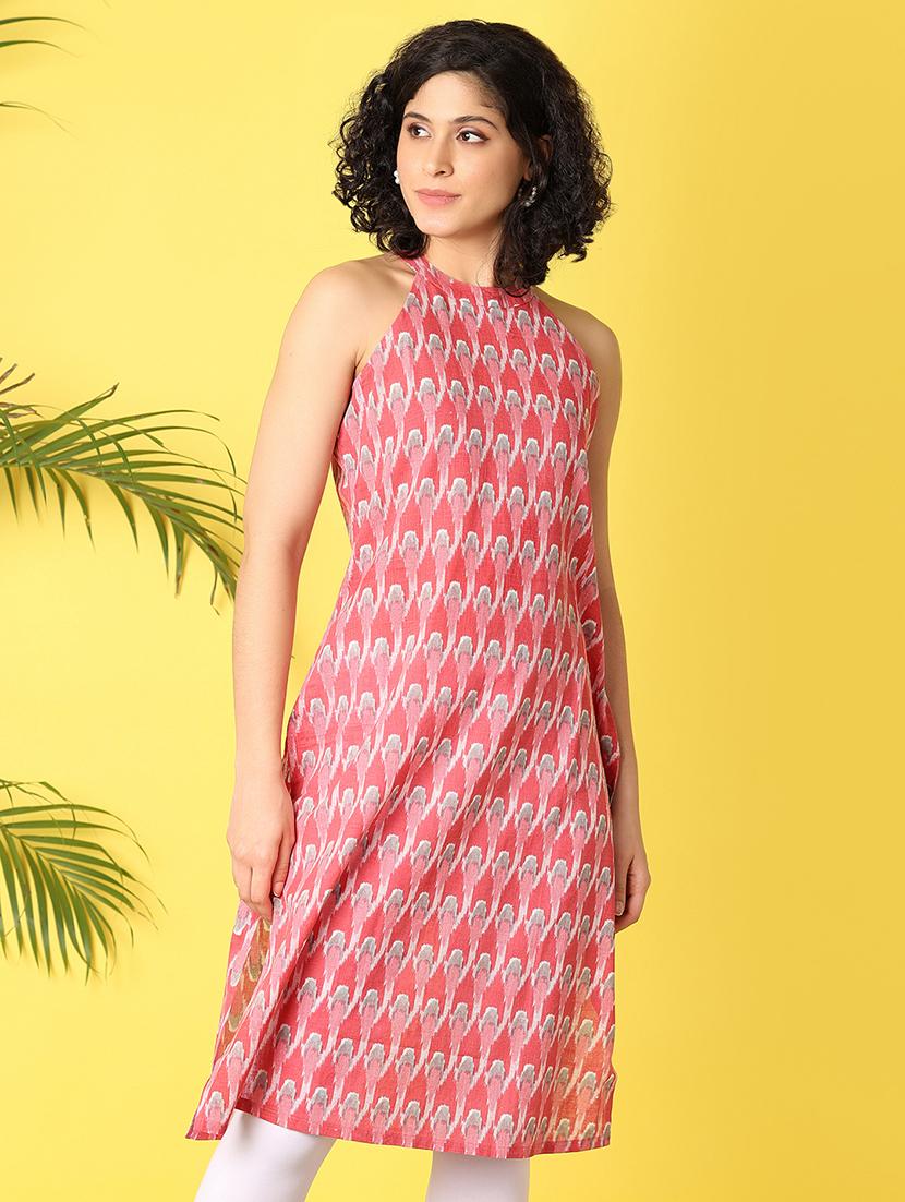 women red sleeveless straight kurta - 21378360 - Standard Image - 1