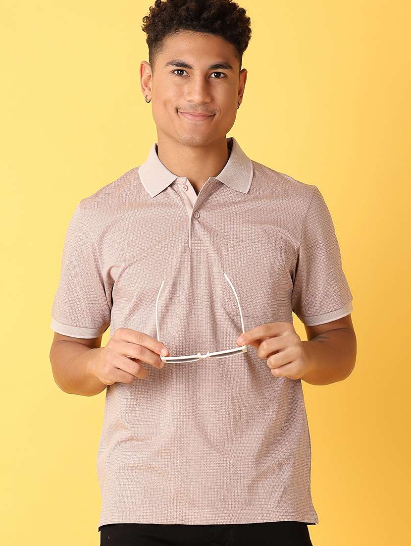 men polo neck self design short sleeve t-shirt - 21378381 -  Standard Image - 1