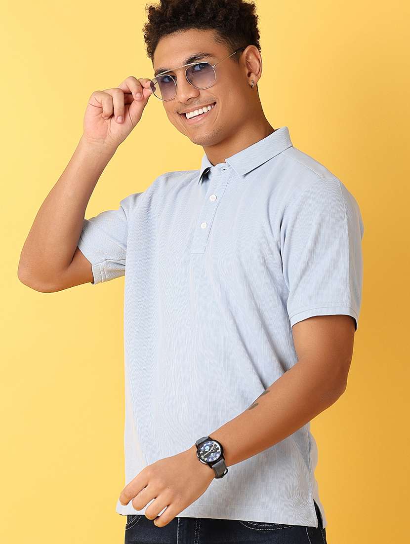 men polo neck self design short sleeve t-shirt - 21378398 - Standard Image - 1