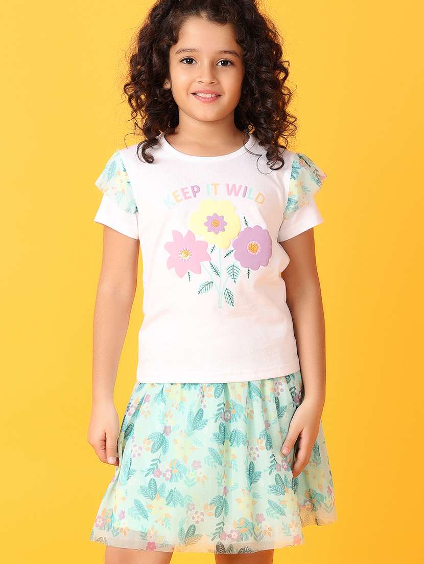 girls printed round neck tee